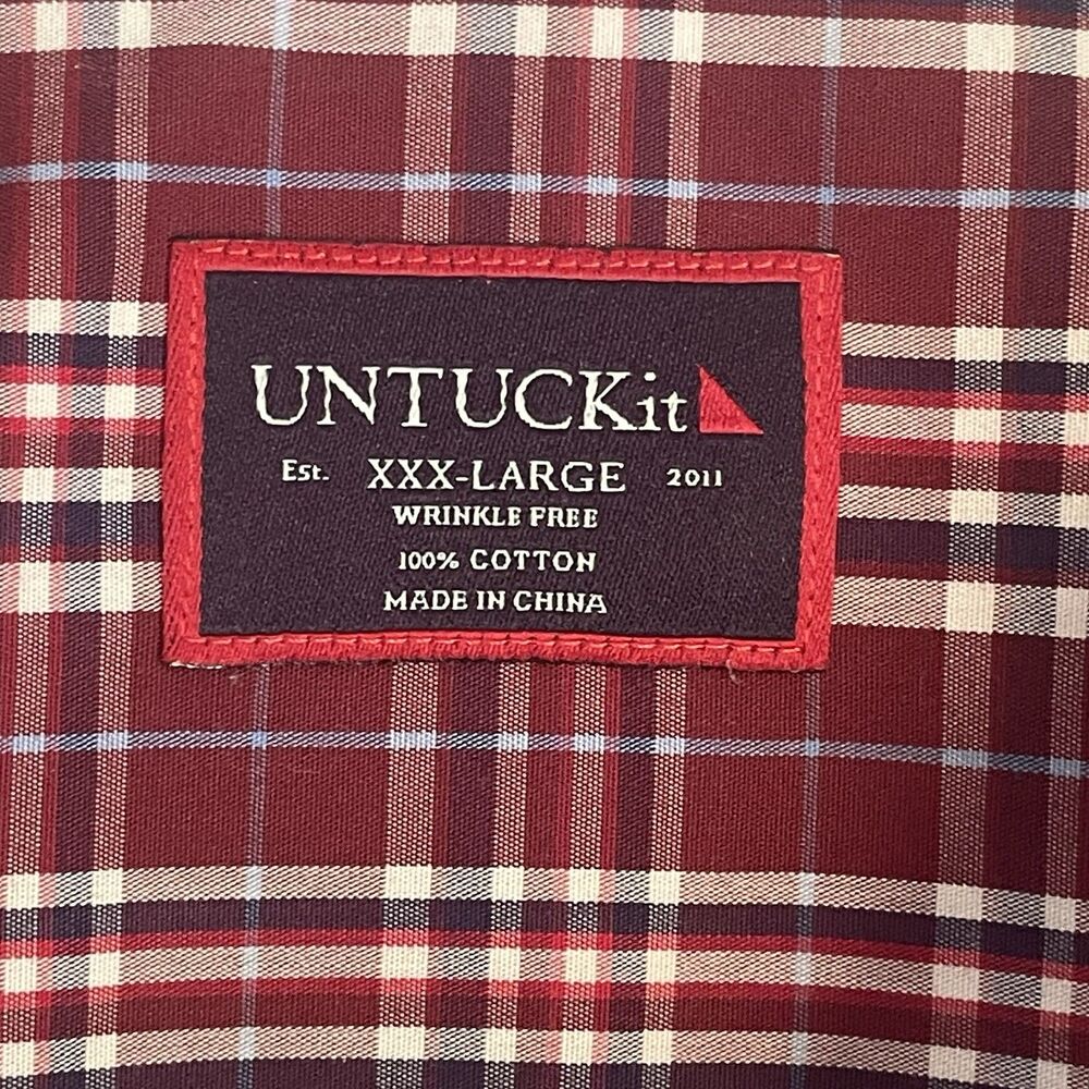 UNTUCKit Wrinkle Free Button Up Shirt Men's Size XXXL Red/Blue Plaid Long Sleeve